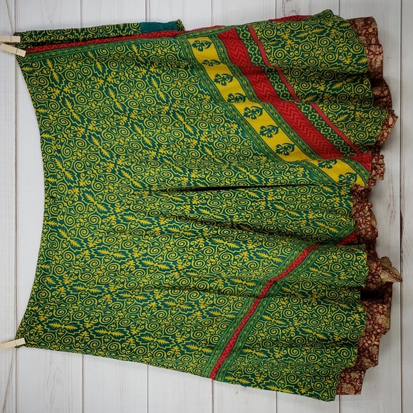 Darn Good Yarn Sari Silk Wrap Skirt Ankle Goddess - Picture 3 of 16